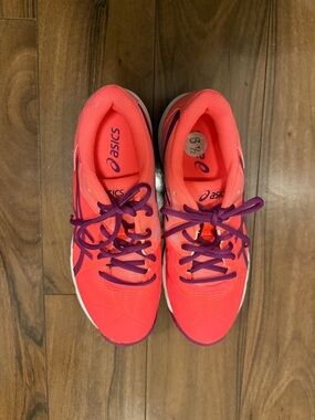 ASICS gel solutions speed 3 Women's Coral Running Shoes with Purple Laces